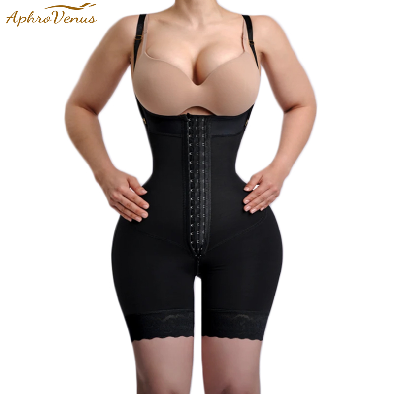 Shapewear Bodysuit Firm - Fajas Colombianas Damen-Körper-Sanduhr-Gürtel, gerippt, mittleres Bein,